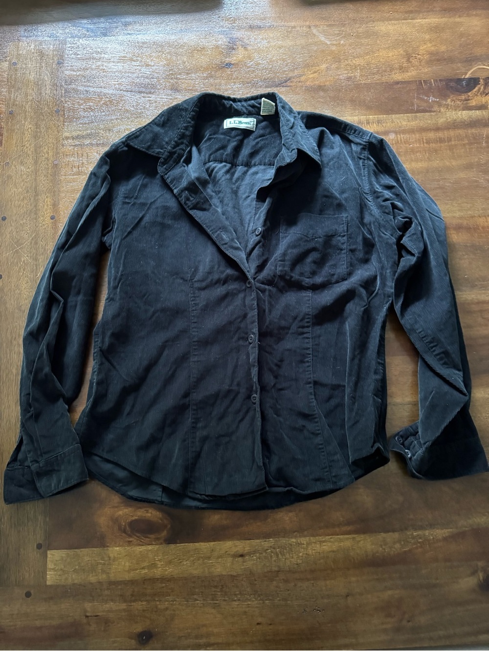 L.L. Bean Vintage Black Corduroy Button-Up Shirt Size 8